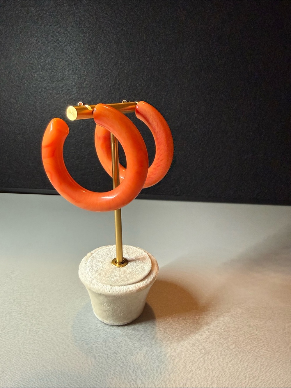 Orange Marbled Chunky Hoop Statement Earrings 🗽